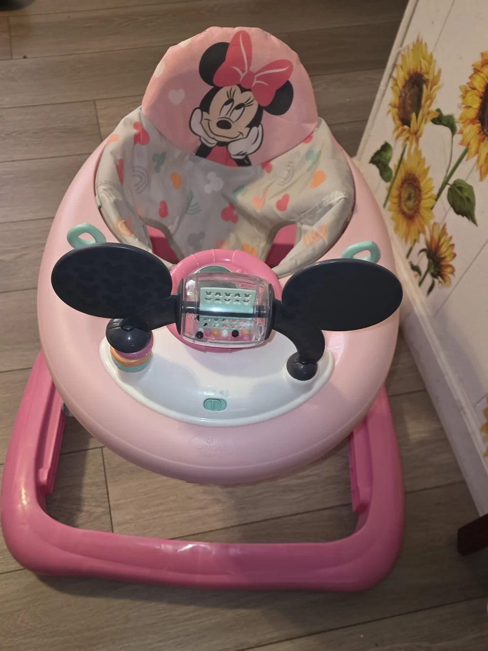 Pink Minnie Mouse-Themed Baby Walker with Interactive Tray